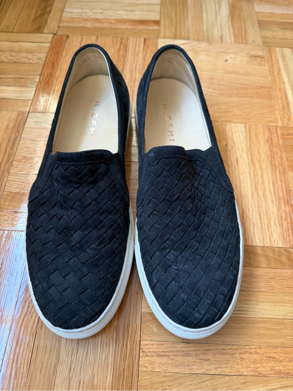 Women’s Black Woven Slip-On Sneakers